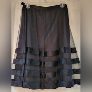 WDNY Women's Mesh Skirt Black Tulle Satin Midi